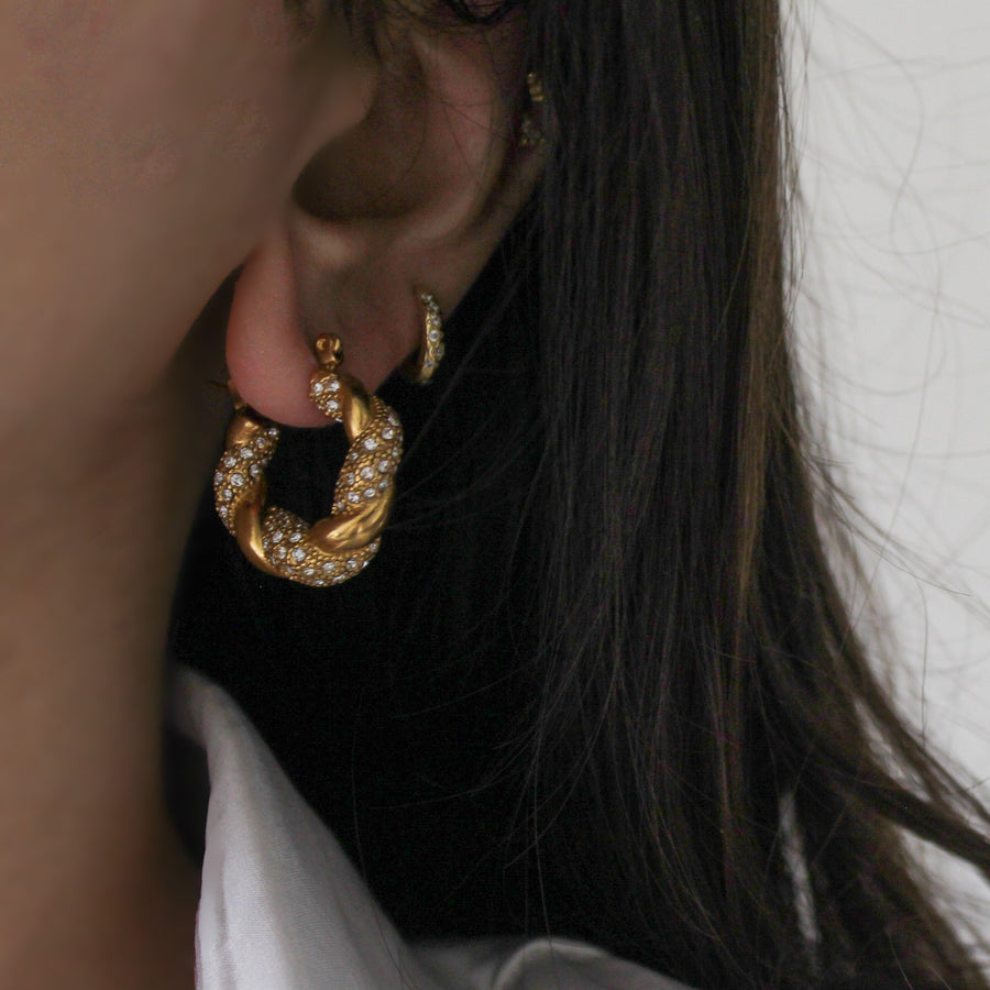 Large Pave Gold Hoops