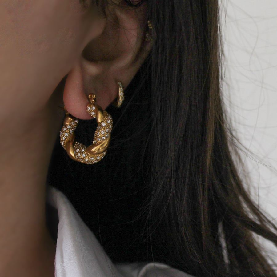Pave gold hoops Clearance