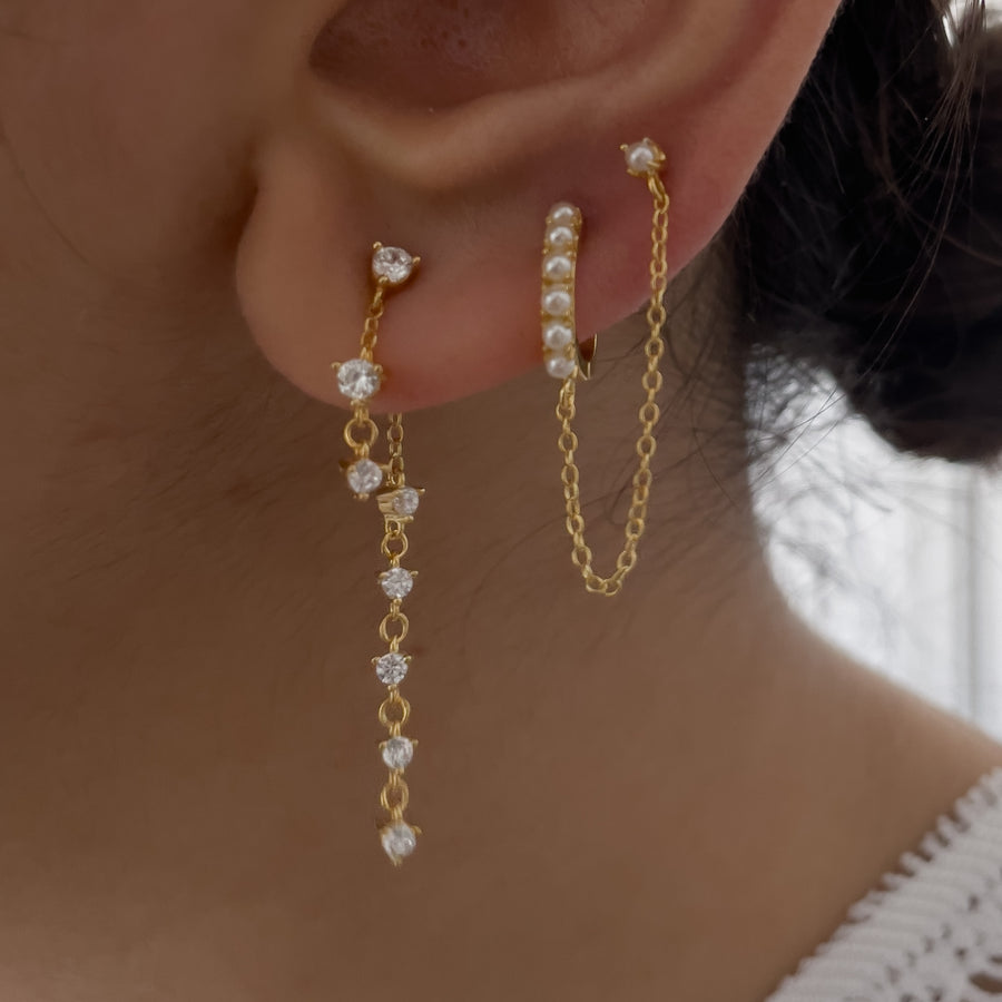 18g Long chain earrings, dangle earrings, stainless steel ear stud jewelry,  threader earrings, sold as a pair - Hi Unni